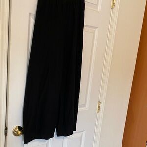 Cut Loose Black Wide Leg Pants Elastic Waist